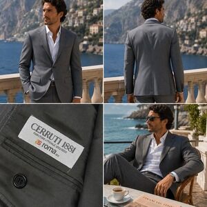 Cerruti 1881 Roma Italy Gray Pinstripe Wool Blazer Sport Coat Jacket 44R Luxury